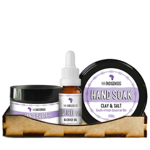 Hand Pamper Kit: Pure Africa Hand soak, Cuticle Oil and Bluegrass Hand Butter.